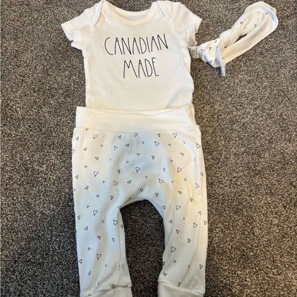 Rae Dunn White Baby Outfit